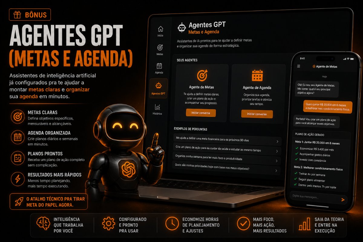 Bônus Agentes GPT: assistentes de IA para montar metas claras e organizar a agenda